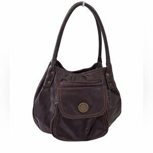 Axcess Brown Slouchy Hobo Shoulder Bag Faux Leather Casual Everyday Tote